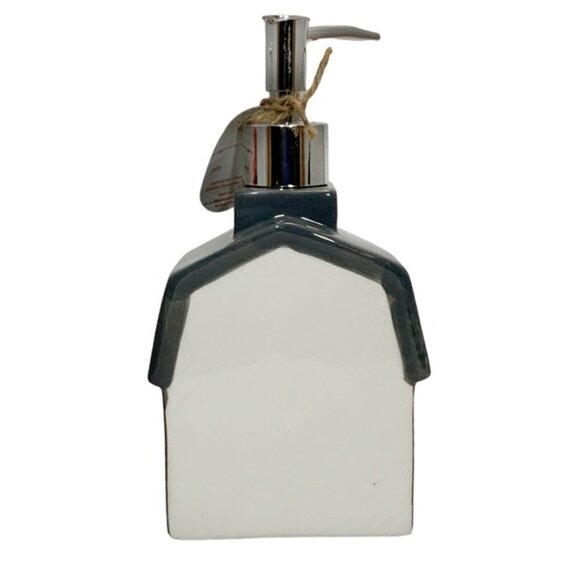 Christmas Barn Soap Lotion Dispenser Ceramic Hand Painted Gift Grey Wreath Re… - Picture 3 of 13